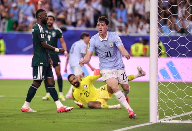 FIFA World Cup, WM, Weltmeisterschaft, Fussball 2026 - Group H - Saudi Arabia vs Uruguay Uruguay forward Federico Vinas celebrates his team goal during the FIFA World Cup 2026 group stage match Saudi Arabia against Uruguay, in Miami, Florida, USA, 15 June 2026. MIAMI United States  Copyright: xCRISTOBALxHERRERA-ULASHKEVICHx