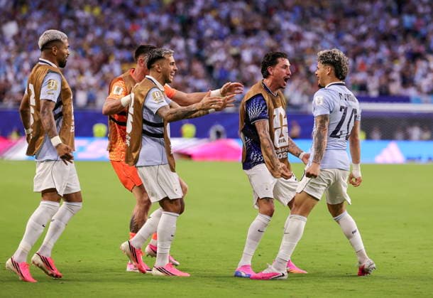 FIFA World Cup, WM, Weltmeisterschaft, Fussball 2026 - Group H - Saudi Arabia vs Uruguay Uruguay defender Maximiliano Araujo (R) celebrates his goal during the FIFA World Cup 2026 group stage match Saudi Arabia against Uruguay, in Miami, USA, 15 June 2026. MIAMI United States  Copyright: xCRISTOBALxHERRERA-ULASHKEVICHx