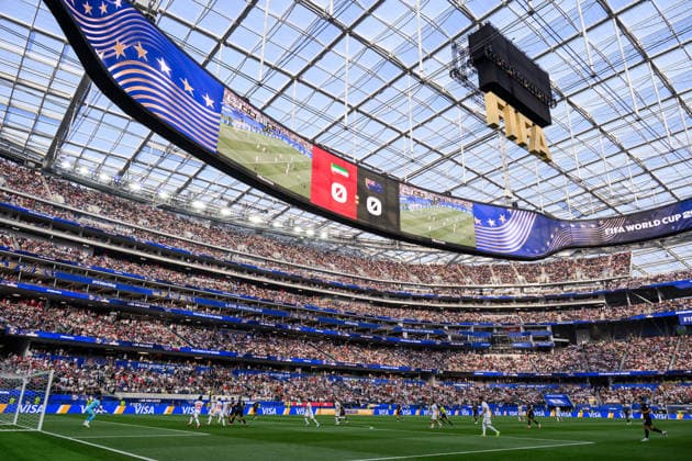260615 General view of Los Angeles Stadium during the FIFA World Cup, WM, Weltmeisterschaft, Fussball 2026 football match between Iran and New Zealand on June 15, 2026 in Los Angeles. Photo: Joel Marklund BILDBYRAN kod JM JM0824 bbeng fotboll football soccer fotball vm fotbolls-vm fotball-vm fotbolls-vm 2026 fifa world cup 2026 iran nya zeeland new zealand arena