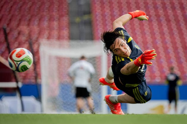 260615 Goalkeeper Jacob Widell Zetterström of the Swedish national football team at a training session during day 5 of the FIFA World Cup, WM, Weltmeisterschaft, Fussball 2026 on June 15, 2026 in Dallas. Photo: Petter Arvidson BILDBYRAN kod PA PA1235 fotboll football soccer fotball vm fotbolls-vm fotball-vm fotbolls-vm 2026 fifa world cup 2026 träning practice training sverige sweden sverige a bbeng