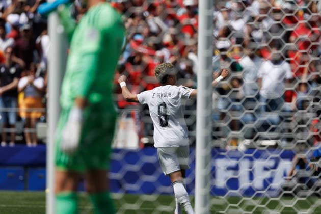 June 15, 2026, Seattle, Washington, United States of America: Emam Ashour of Egypt opens the scoring during the FIFA World Cup, WM, Weltmeisterschaft, Fussball 2026 Group F match between Belgium and Egypt at Lumen Field. Seattle United States of America - ZUMAc318 20260615_zsp_c318_101 Copyright: xJohnxCarusix