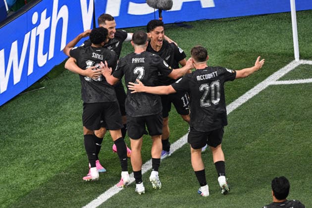 SOCCER IRAN NEW ZEALAND WORLD CUP, Eli Just of New Zealand (c) celebrates his goal during the Group G match between Iran and New Zealand as part of the FIFA 2026 World Cup at SoFi Stadium in Inglewood, California, USA, Thursday, June 11, 2026. ( NO ARCHIVING, EDITORIAL USE ONLY, AUSTRALIA USE ONLY INGLEWOOD CALIFORNIA UNITED STATES  Copyright: xAndrewxCornagax 20260616111128030258