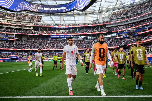 260615 Mohammad Mohebbi, Mehdi Taremi and Ali Nemati of Iran in half time during the FIFA World Cup, WM, Weltmeisterschaft, Fussball 2026 football match between Iran and New Zealand on June 15, 2026 in Los Angeles. Photo: Joel Marklund BILDBYRAN kod JM JM0824 bbeng fotboll football soccer fotball vm fotbolls-vm fotball-vm fotbolls-vm 2026 fifa world cup 2026 iran nya zeeland new zealand