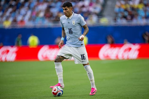 Mathias Olivera of Uruguay during the FIFA World Cup, WM, Weltmeisterschaft, Fussball 2026 Group H match between Saudi Arabia and Uruguay at Miami Stadium on June 15th, 2026. (Photo by Riquelve Nata Sports Press Photo)  Copyright: xRiquelvexNata SportsxPressxPhotox Sportspressphoto_SPR167550