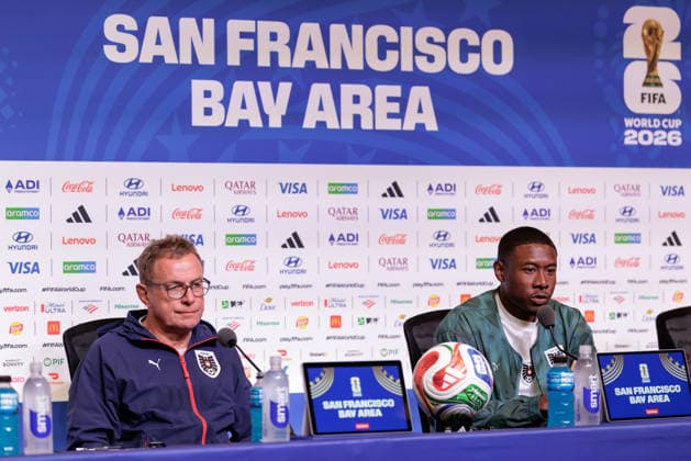 SOCCER - FIFA World Cup, WM, Weltmeisterschaft, Fussball 2026, SANTA CLARA,CALIFORNIA,USA,16.JUN.26 - SOCCER - FIFA World Cup 2026, group stage, Austria vs Jordan, preview. Image shows head coach Ralf Rangnick and David Alaba (AUT).  GEPAxpictures xArminxRauthner