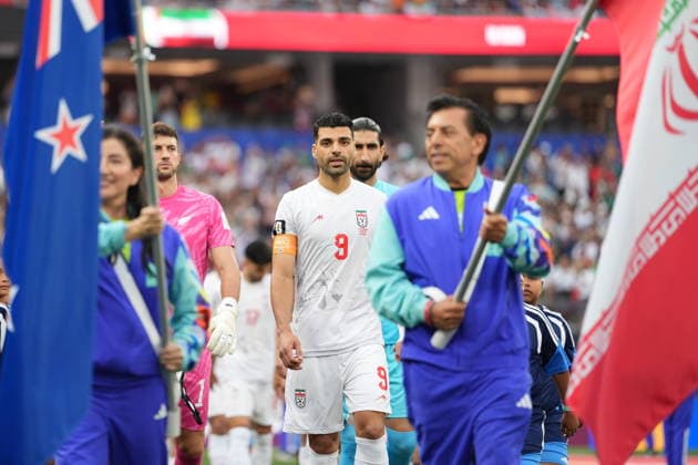Iran v New Zealand - FIFA World Cup, WM, Weltmeisterschaft, Fussball 2026 - Group G SANTA CLARA, UNITED STATES - JUNE 15: Mehdi Taremi (9) of Iran enters the field prior to 2026 FIFA World Cup First Stage Group G match between IR Iran and New Zealand at the Los Angeles Stadium (SoFi Stadium) in Inglewood, California, United States on June 15, 2026. Tayfun Coskun Anadolu California United States. Editorial use only. Please get in touch for any other usage.  Copyright: x2026xAnadoluxTayfunxCoskunx