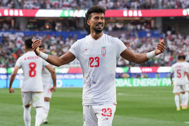 Ramin Rezaeian (C) of Iran celebrates a goal during a Group G match of the 2026 FIFA World Cup, WM, Weltmeisterschaft, Fussball between Iran and New Zealand at SoFi Stadium in Los Angeles, USA, 15 June 2026. FIFA World Cup 2026 - Group G - Iran - New Zeland !ACHTUNG: NUR REDAKTIONELLE NUTZUNG!  Copyright: xOmarxAlonsox GR2213 20260616-55020607143_1