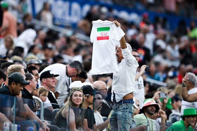 Fans of IR Iran during a FIFA Men’s World Cup 2026 Group Stage football match between Iran and New Zealand at Los Angeles Stadium, in Inglewood on June 15th 2026 (Photo by Nayra Halm SPP)  Copyright: xNayraxHalm SPPx Sportspressphoto_SPR167580