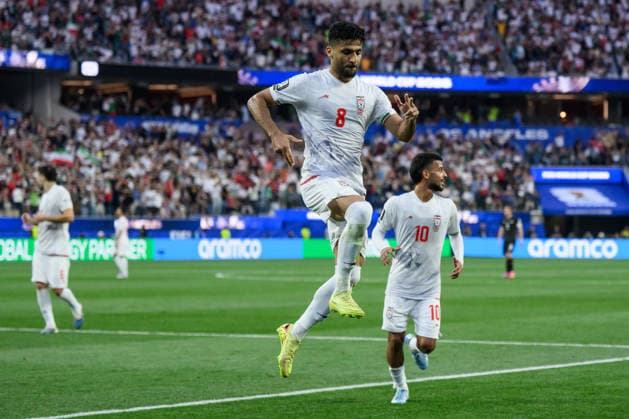 260615 Mohammad Mohebbi of Iran celebrates after scoring 2-2 during the FIFA World Cup, WM, Weltmeisterschaft, Fussball 2026 football match between Iran and New Zealand on June 15, 2026 in Los Angeles. Photo: Joel Marklund BILDBYRAN kod JM JM0824 bbeng fotboll football soccer fotball vm fotbolls-vm fotball-vm fotbolls-vm 2026 fifa world cup 2026 iran nya zeeland new zealand jubel
