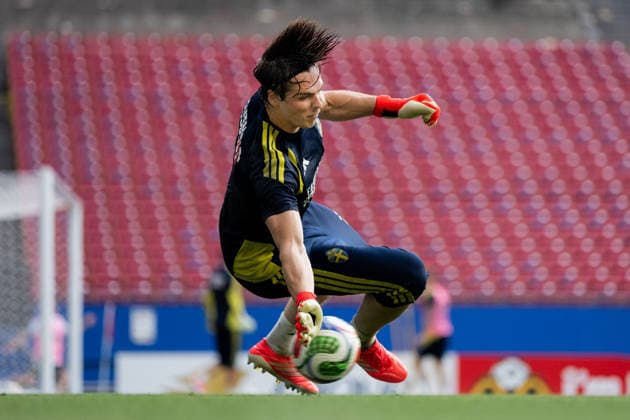 260615 Goalkeeper Jacob Widell Zetterström of the Swedish national football team at a training session during day 5 of the FIFA World Cup, WM, Weltmeisterschaft, Fussball 2026 on June 15, 2026 in Dallas. Photo: Petter Arvidson BILDBYRAN kod PA PA1235 fotboll football soccer fotball vm fotbolls-vm fotball-vm fotbolls-vm 2026 fifa world cup 2026 träning practice training sverige sweden sverige a bbeng
