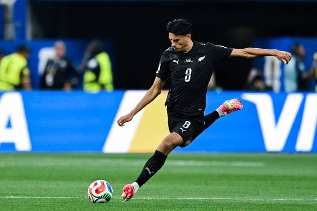 Marko Stamenic of New Zealand shoots for goal during a FIFA Men’s World Cup 2026 Group Stage football match between Iran and New Zealand at Los Angeles Stadium, in Inglewood on June 15th 2026 (Photo by Nayra Halm SPP)  Copyright: xNayraxHalm SPPx Sportspressphoto_SPR167592