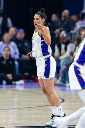SAN FRANCISCO, CA - JUNE 15: Kelsey Plum 10 of the Los Angeles Sparks reacts to a score during a WNBA, Basketball Damen, USA Commissioner™s Cup game against the Golden State Valkyries on June 15, 2026 at Chase Center in San Francisco, CA. (Photo by Matthew Huang Icon Sportswire) WNBA: JUN 15 Los Angeles Sparks at Golden State Valkyries EDITORIAL USE ONLY Icon260615006