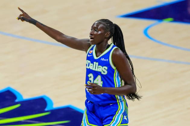 June 15, 2026, Arlington, Texas, USA: ARLINGTON, TX : Dallas Wings forward Awak Kuier (34) during their Commissioner CupÃ¢â‚¬â ¢s game the Las Vegas Aces at College Park Center in Arlington on Wednesday night. Arlington USA - ZUMAm257 20260615_zsp_m257_044 Copyright: xBrianxMcLeanx
