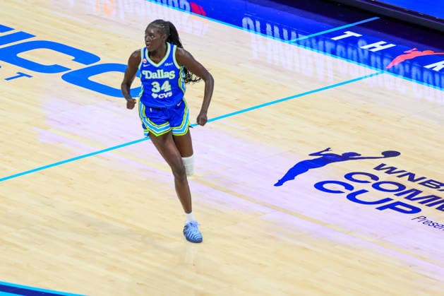 June 15, 2026, Arlington, Texas, USA: ARLINGTON, TX : Dallas Wings forward Awak Kuier (34) during their Commissioner CupÃ¢â‚¬â ¢s game against the Las Vegas Aces at College Park Center in Arlington on Wednesday night. Arlington USA - ZUMAm257 20260615_zsp_m257_050 Copyright: xBrianxMcLeanx