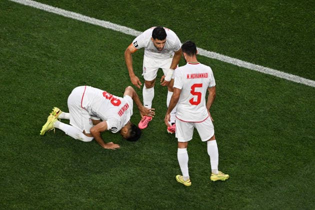 Mohammad Mohebbi of IR Iran celebrates his goal, New Zealand All Whites v IR Iran, Group G football match of the FIFA World Cup, WM, Weltmeisterschaft, Fussball 2026 at Los Angeles Stadium, Los Angeles, USA on Monday 15 June 2026. Photo: Andrew Cornaga Los Angeles New Zealand Copyright: xAndrewxCornaga x
