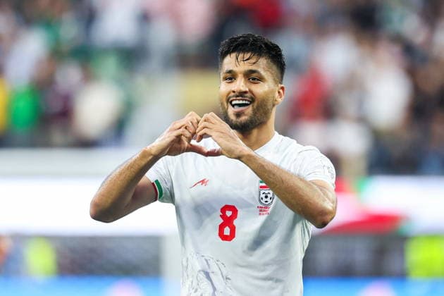FIFA World Cup, WM, Weltmeisterschaft, Fussball 2026 - Group G - Iran vs New Zealand Iran forward Mohammad Mohebi celebrates after scoring a goal in the second half during the FIFA World Cup 2026 group stage match Iran against New Zealand, in Los Angeles, USA, 15 June 2026. LOS ANGELES United States  Copyright: xCHRISxTORRESx