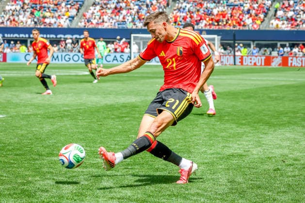 June 15, 2026, Seattle, Washington, USA: Belgium defender Timothy Castagne (21) during the match between Belgium and Egypt in the World Cup 2026 at Seattle Stadium, Seattle, Washington Seattle USA - ZUMAj111 20260615_zsp_j111_032 Copyright: xTomxJonesx