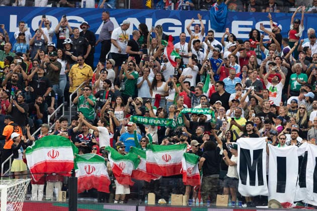 January 1, 2000, Los Angeles, California, USA: IR Iran fans celebrate after Ramin Rezaeian (23) scoring against the New Zealand during the FIFA World Cup, WM, Weltmeisterschaft, Fussball Group G soccer match at SoFi Stadium in Inglewood, Calif., Monday, June 15, 2026. World Cup 2026: IR Iran Vs New Zealand  - ZUMAc68_ 20000101_zaf_c68_203 Copyright: xRingoxChiux