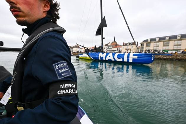 ARRIVEE VENDEE ARCTIQUE PHOTOPQR OUEST FRANCE Franck Dubray ; Les Sables-d Olonne ; 16 06 2026 ; Voile Arrivée de la Vendée Arctique aux Sables d Olonne avec l arrivée de Sam Goodchild sur Macif qui termine deuxième de la course. Il rend hommage à Charlie Dalin , mort le 11 juin 2026 a gagné le dernier Vendée Globe avec Macif. (Photo Franck Dubray) Les Sables d Olonne, France, june 16th 2026 The Vendée Arctique race has arrived in Les Sables d Olonne, with Sam Goodchild on Macif finishing second. A tribute was also paid to Charlie Dalin, who died on June 11, 2026, and won the last Vendée Globe with Macif. Les Sables-d Olonne France  Copyright: xPHOTOPQR OUESTxFRANCE MAXPPPxFranckxDubrayx 20260616OFR5768 20260616OFR5756