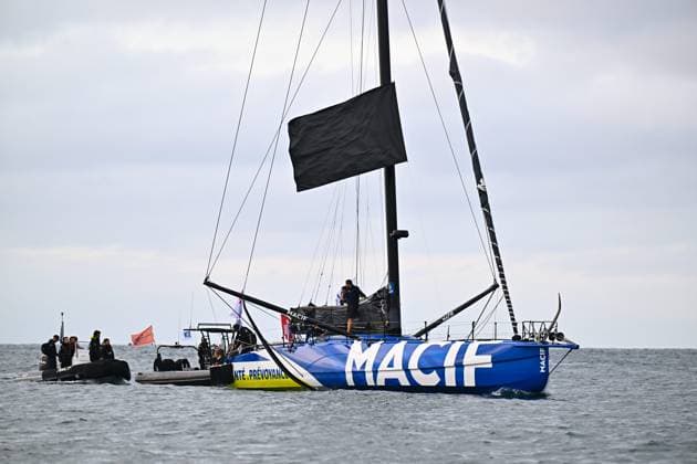 ARRIVEE VENDEE ARCTIQUE PHOTOPQR OUEST FRANCE Franck Dubray ; Les Sables-d Olonne ; 16 06 2026 ; Voile Arrivée de la Vendée Arctique aux Sables d Olonne avec l arrivée de Sam Goodchild sur Macif qui termine deuxième de la course. Il rend hommage à Charlie Dalin , mort le 11 juin 2026 a gagné le dernier Vendée Globe avec Macif. (Photo Franck Dubray) Les Sables d Olonne, France, june 16th 2026 The Vendée Arctique race has arrived in Les Sables d Olonne, with Sam Goodchild on Macif finishing second. A tribute was also paid to Charlie Dalin, who died on June 11, 2026, and won the last Vendée Globe with Macif. Les Sables-d Olonne France  Copyright: xPHOTOPQR OUESTxFRANCE MAXPPPxFranckxDubrayx 20260616OFR5768 20260616OFR5766
