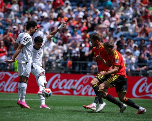 Belgium v Egypt: Group G - FIFA World Cup, WM, Weltmeisterschaft, Fussball 2026 Omar Marmoush try to score during the first second half of the FIFA World Cup 2026 Group G match between Belgium and Egypt at Seattle Stadium on June 15, 2026 in Seattle, Washington. Seattle Washington United States Copyright: xMohamedxTageldinx