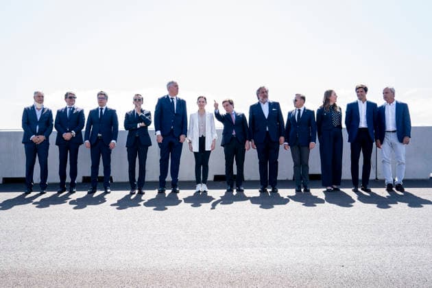 June 16, 2026, Madrid, Madrid, Spain: Jose Vicente de los Mozos, Isabel Diaz Ayuso, Jose Luis Martinez-Almeida, Louise Young, Carlos Sainz Jr. and Carlos Sainz during the presentation of the Madring F1 circuit at IFEMA on June 16, 2026, in Madrid, Spain. Madrid Spain - ZUMAa181 20260616_zaa_a181_009 Copyright: xAngelxPerezxMecax