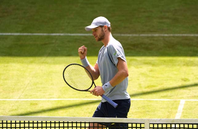 photo : Jubel bei Yannick HANFMANN (GER) Tennis-Turnier Terra Wortmann Cup - erste Runde - im Gerry Weber Sportpark in Halle Westfalen am Di. 16.06.2026