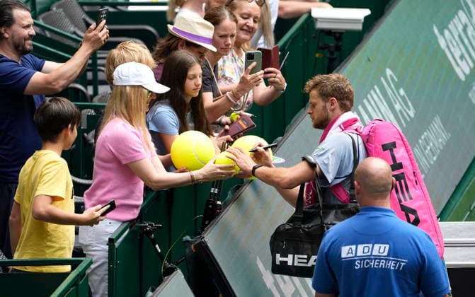 photo : Jubel nach dem Matchball bei Yannick HANFMANN (GER) Tennis-Turnier Terra Wortmann Cup - erste Runde - im Gerry Weber Sportpark in Halle Westfalen am Di. 16.06.2026