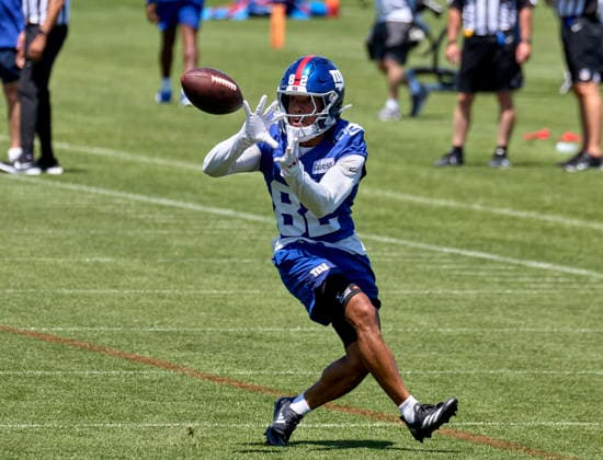 New York Giants wide receiver Calvin Austin lll (82) during minicamp held at the Quest Diagnostics Training Center in East Rutherford, New Jersey. CSM NFL, American Football Herren, USA 2026: NY Giants Minicamp June 09  - ZUMAc04_ 20260616_zma_c04_003 Copyright: xDuncanxWilliamsx