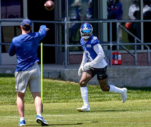 New York Giants wide receiver Odell Beckham, Jr (3) during minicamp held at the Quest Diagnostics Training Center in East Rutherford, New Jersey. CSM NFL, American Football Herren, USA 2026: NY Giants Minicamp June 09  - ZUMAc04_ 20260616_zma_c04_006 Copyright: xDuncanxWilliamsx