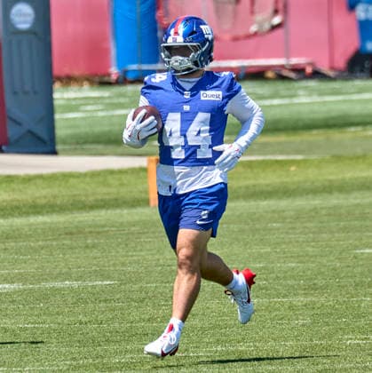 New York Giants running back Cam Skattebo (44) during minicamp held at the Quest Diagnostics Training Center in East Rutherford, New Jersey. CSM NFL, American Football Herren, USA 2026: NY Giants Minicamp June 09  - ZUMAc04_ 20260616_zma_c04_007 Copyright: xDuncanxWilliamsx