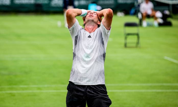 ATP, Tennis Herren Men s Tournament, Elm Park Golf & Sports Club, Dublin 16 6 2026 Conor Gannon celebrates after winning the match Conor Gannon celebrates after winning the match 16 6 2026  Copyright: x INPHO NickxElliottx NE1L0462