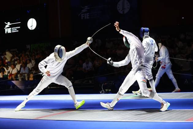 Escrime championnat d Europe PHOTOPQR LE COURRIER PICARD Haslin ; Antony ; 16 06 2026 ; 16 06 26 Championnat d Europe d escrime - épée hommes Paul Fortin (France) vs Andrasfi (Hun) 16èmes de finale Photo Fred Haslin European fencing championship in Antony, France, on June 16, 2026 Antony 92 France  Copyright: xPHOTOPQR LExCOURRIERxPICARD MAXPxHaslinx 20260616LCP6935 20260616LCP6935