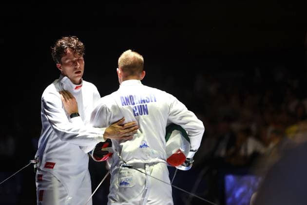 Escrime championnat d Europe PHOTOPQR LE COURRIER PICARD Haslin ; Antony ; 16 06 2026 ; 16 06 26 Championnat d Europe d escrime - épée hommes Paul Fortin (France) vs Andrasfi (Hun) 16èmes de finale Photo Fred Haslin European fencing championship in Antony, France, on June 16, 2026 Antony 92 France  Copyright: xPHOTOPQR LExCOURRIERxPICARD MAXPxHaslinx 20260616LCP6942 20260616LCP6942