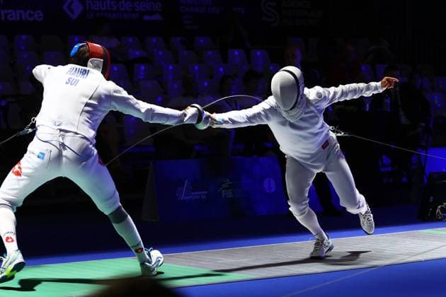 Escrime championnat d Europe PHOTOPQR LE COURRIER PICARD Haslin ; Antony ; 16 06 2026 ; 16 06 26 Championnat d Europe d escrime - épée hommes David Van Nunnen (Beauvais - Pays Bas) vs Ian Huri (Sui) 32èmes de finale Photo Fred Haslin European fencing championship in Antony, France, on June 16, 2026 Antony 92 France  Copyright: xPHOTOPQR LExCOURRIERxPICARD MAXPxHaslinx 20260616LCP7016 20260616LCP7016