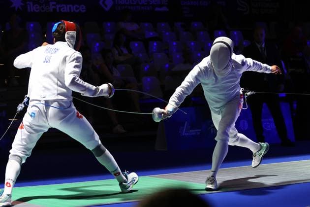 Escrime championnat d Europe PHOTOPQR LE COURRIER PICARD Haslin ; Antony ; 16 06 2026 ; 16 06 26 Championnat d Europe d escrime - épée hommes David Van Nunnen (Beauvais - Pays Bas) vs Ian Huri (Sui) 32èmes de finale Photo Fred Haslin European fencing championship in Antony, France, on June 16, 2026 Antony 92 France  Copyright: xPHOTOPQR LExCOURRIERxPICARD MAXPxHaslinx 20260616LCP7018 20260616LCP7018