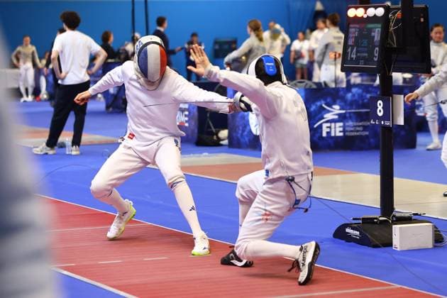 Escrime championnat d Europe PHOTOPQR LE COURRIER PICARD Haslin ; Antony ; 16 06 2026 ; 16 06 26 Championnat d Europe d escrime - épée hommes Paul Fortin (France) vs Flavio Giannotte (Lux) 32èmes de finale Photo Fred Haslin European fencing championship in Antony, France, on June 16, 2026 Antony 92 France  Copyright: xPHOTOPQR LExCOURRIERxPICARD MAXPxHaslinx 20260616LCP7052 20260616LCP7052