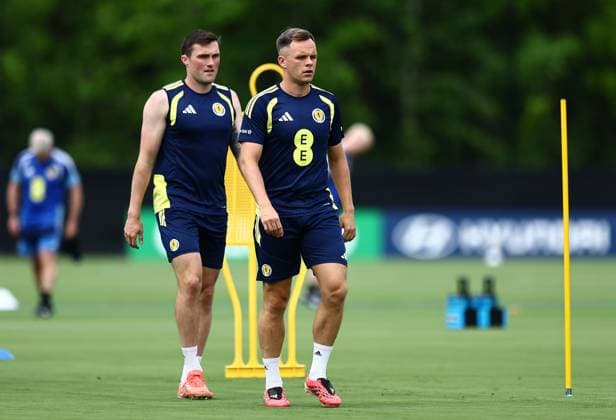 Lawrence Shankland of Scotland and John Souttar of Scotland Scotland Training and press conference, PK, Pressekonferenz 2026 FIFA World Cup, WM, Weltmeisterschaft, Fussball Football, Atrium Health Performance Park, Charlotte, USA - 16 Jun 2026Charlotte Atrium Health Performance Park United States of America EDITORIAL USE ONLY No use with unauthorised audio, video, data, fixture lists, club league logos or live services. Online in-match use limited to 120 images, no video emulation. No use in betting, games or single club league player publications.  Copyright: xMichaelxZemanek Shutterstockx 16928907av