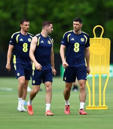 Scott McKenna and Kenny McLean of Scotland Scotland Training and press conference, PK, Pressekonferenz 2026 FIFA World Cup, WM, Weltmeisterschaft, Fussball Football, Atrium Health Performance Park, Charlotte, USA - 16 Jun 2026Charlotte Atrium Health Performance Park United States of America EDITORIAL USE ONLY No use with unauthorised audio, video, data, fixture lists, club league logos or live services. Online in-match use limited to 120 images, no video emulation. No use in betting, games or single club league player publications.  Copyright: xMichaelxZemanek Shutterstockx 16928907bc