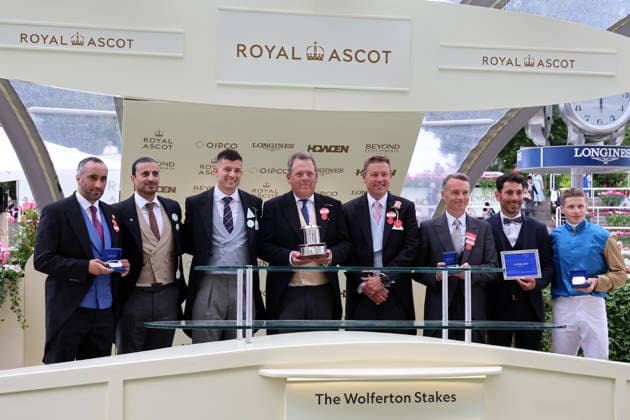 16.06.2026, Ascot, Windsor, GBR - Winners presentation: Map of Stars with James McDonald up wins the Wolferton Stakes. Ascot racecourse. (Siegerehrung, Map of Stars, McDonald, Sieg) 260616D579ROYAL_ASCOT.JPG