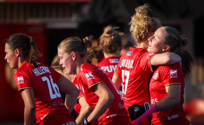 Belgium s Charlotte Englebert celebrates after scoring during a hockey game between Belgian national team, Nationalteam Red Panthers and China, Tuesday 16 June 2026 in Wavre, match 10 16 in the group stage of the women s FIH Pro League competition. VIRGINIExLEFOUR  x177870519x