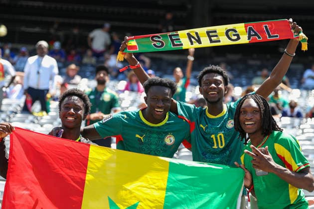 Senegalese fans before the World Cup Group I match between France and Senegal at the New York New Jersey Stadium, US, 16 June 2026. France vs Senegal !ACHTUNG: NUR REDAKTIONELLE NUTZUNG!  Copyright: xSebastiaoxMoreirax GRAF9562 20260616-55020614347_1