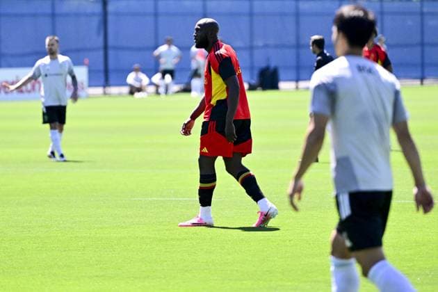 Belgium s Romelu Lukaku pictured during a friendly game between Belgium s players who didn t start yesterday and Seattle Sounders, at a training of Belgian national soccer team Red Devils, at the basecamp in Seattle, USA on Tuesday 16 June 2026, after their first game against Egypt at the FIFA World Cup, WM, Weltmeisterschaft, Fussball 2026. The match ended in a 1-1 draw. DIRKxWAEM  x177873185x