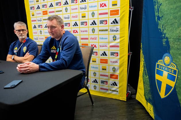 260616 Niclas CarlnÃ n, general secretary and Kim Källström, head of national teams of the Swedish Football Federation at a press event during day 6 of the FIFA World Cup, WM, Weltmeisterschaft, Fussball 2026 on June 16, 2026 in Dallas. Photo: Petter Arvidson BILDBYRAN kod PA PA1237 fotboll football soccer fotball vm fotbolls-vm fotball-vm fotbolls-vm 2026 fifa world cup 2026 pressträff event meeting sverige sweden sverige a day 6 bbeng