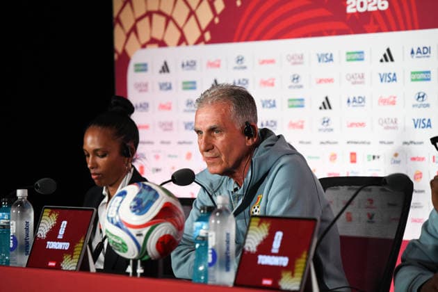 Ghana national team, Nationalteam press conferfence. FIFA World Cup, WM, Weltmeisterschaft, Fussball 2026 Group L match. Ghana National Team coach COACH CARLOS QUEIROZ during the press conference, PK, Pressekonferenz previous to the match to be played between the National Teams of Ghana and Panama. FIFA World Cup 2026 Group L, 16.06.26 Toronto Stadium in Toronto, Ontario, Canada. Photo Jose Campos PMEimages Toronto Ontario Canada Copyright: xJosexCamposx xPMEimagesx