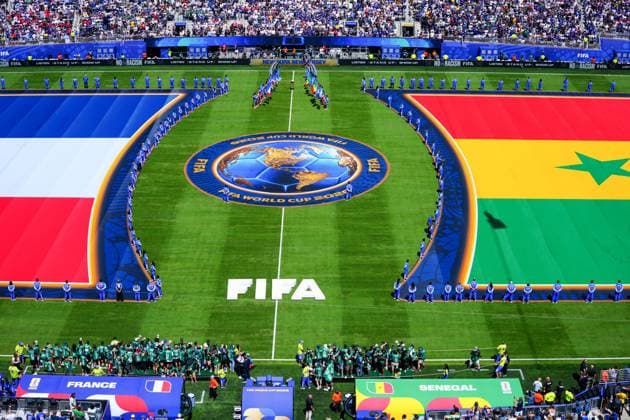 The pitch ahead of kick-off France v Senegal, 2026 FIFA World Cup, WM, Weltmeisterschaft, Fussball Group I, Football, New York New Jersey Stadium, East Rutherford, New Jersey, USA - 16 Jun 2026East Rutherford New York New Jersey Stadium New Jersey (NJ) United States of America EDITORIAL USE ONLY No use with unauthorised audio, video, data, fixture lists, club league logos or live services. Online in-match use limited to 120 images, no video emulation. No use in betting, games or single club league player publications.  Copyright: xJavierxGarcia Shutterstockx 16928918p