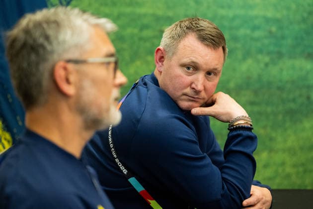 260616 Niclas CarlnÃ n, general secretary and Kim Källström, head of national teams of the Swedish Football Federation at a press event during day 6 of the FIFA World Cup, WM, Weltmeisterschaft, Fussball 2026 on June 16, 2026 in Dallas. Photo: Petter Arvidson BILDBYRAN kod PA PA1237 fotboll football soccer fotball vm fotbolls-vm fotball-vm fotbolls-vm 2026 fifa world cup 2026 pressträff event meeting sverige sweden sverige a day 6 bbeng