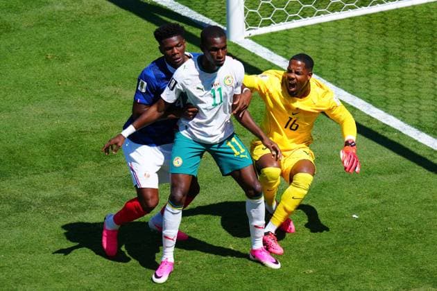 Mike Maignan of France is fouled France v Senegal, 2026 FIFA World Cup, WM, Weltmeisterschaft, Fussball Group I, Football, New York New Jersey Stadium, East Rutherford, New Jersey, USA - 16 Jun 2026East Rutherford New York New Jersey Stadium New Jersey (NJ) United States of America EDITORIAL USE ONLY No use with unauthorised audio, video, data, fixture lists, club league logos or live services. Online in-match use limited to 120 images, no video emulation. No use in betting, games or single club league player publications.  Copyright: xJavierxGarcia Shutterstockx 16928918y