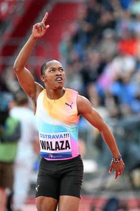 June 16, 2026, Ostrava, Czech Republic: WALAZA Bayanda of South Africa celebrate after winning 100 Metres Men at the World Athletics Continental Tour Golden Spike event in Ostrava in the Czech Republic. Ostrava Czech Republic - ZUMAr156 20260616_aap_r156_012 Copyright: xSlavekxRutax