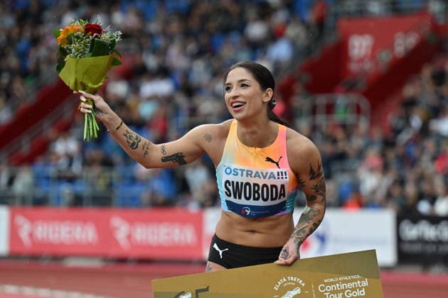 Ewa Swoboda of Poland in action during the 100m during the Golden Spike Ostrava 2026 - World Athletics Continental Tour Gold, in Ostrava, Czech Republic, on June 16, 2026. (CTKxPhoto JaroslavxOzana) CTKPhotoP2026061608563  CTKPhotoP2026061608563